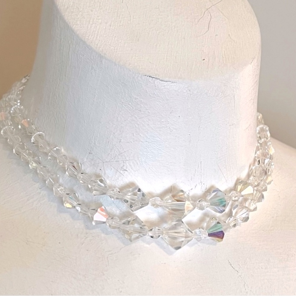 Vintage 50s Aura Borealis Crystal Double Choker